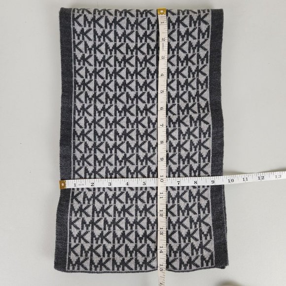 Michael Kors Scarf Womens Gray MK Logo All Over Print Rectangle Winter Classic - Picture 5 of 8
